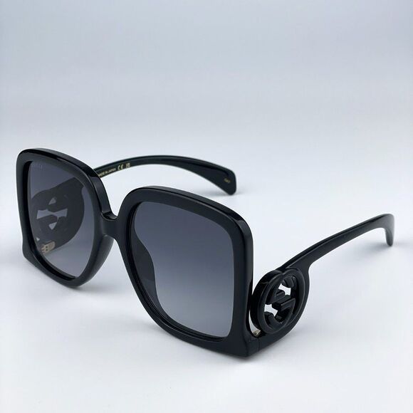 NEW Gucci GG1326S 001 Black Grey Gradient Oversized Square Women Sunglasses